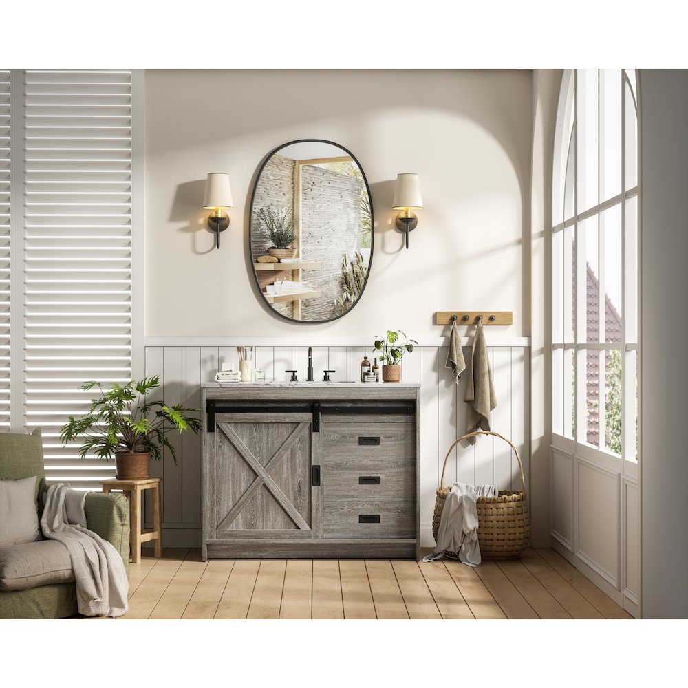 Austin 42 Inch Single Bathroom Vanity In Rustic Grey. Picture 4