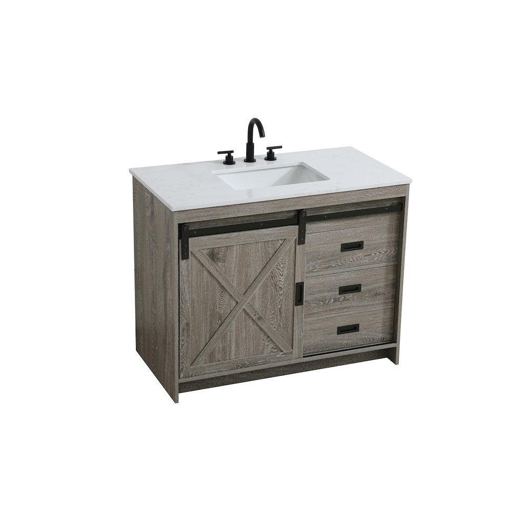 Austin 42 Inch Single Bathroom Vanity In Rustic Grey. Picture 6