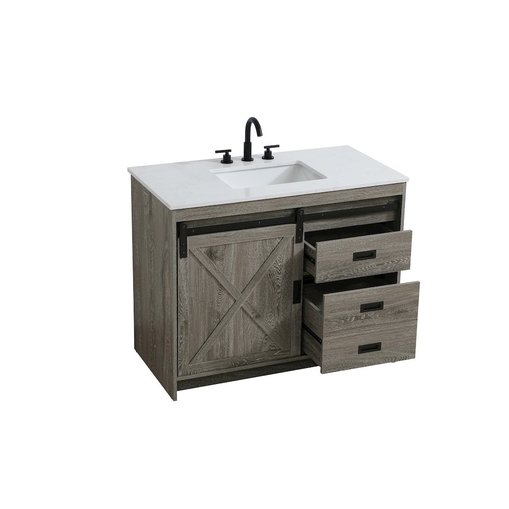 Austin 42 Inch Single Bathroom Vanity In Rustic Grey. Picture 7