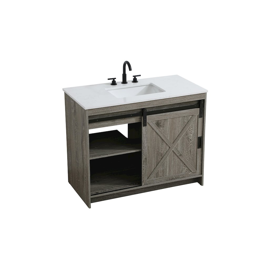 Austin 42 Inch Single Bathroom Vanity In Rustic Grey. Picture 8