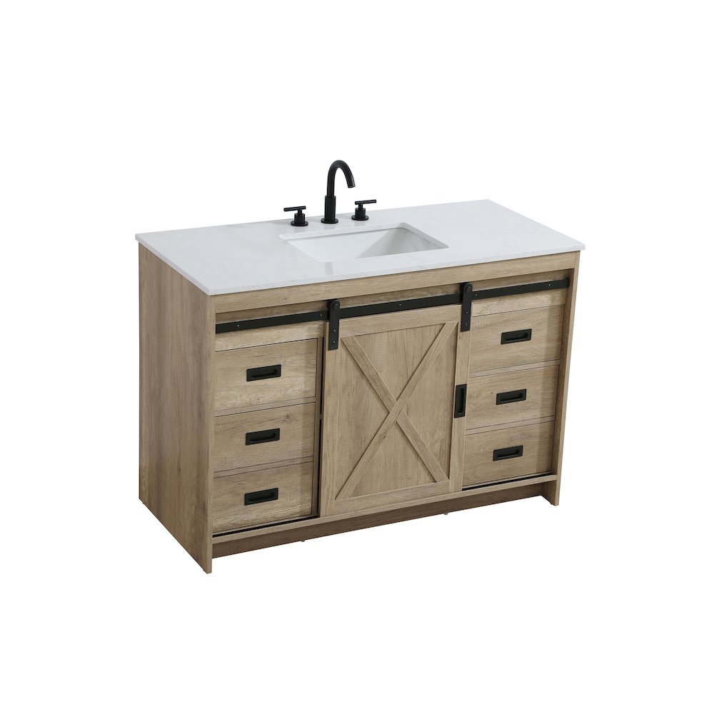 Austin 48 Inch Single Bathroom Vanity In Natural Oak. Picture 6