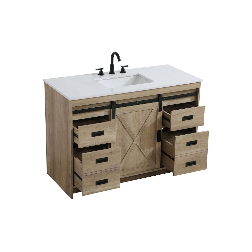 Austin 48 Inch Single Bathroom Vanity In Natural Oak. Picture 7