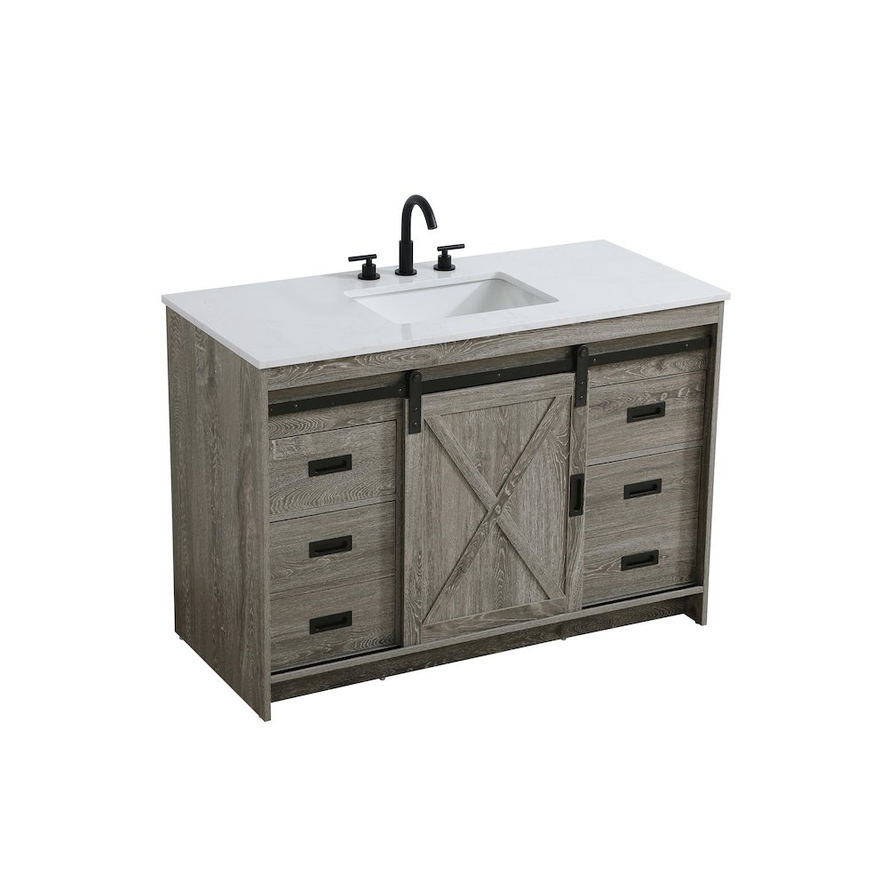 Austin 48 Inch Single Bathroom Vanity In Rustic Grey. Picture 6