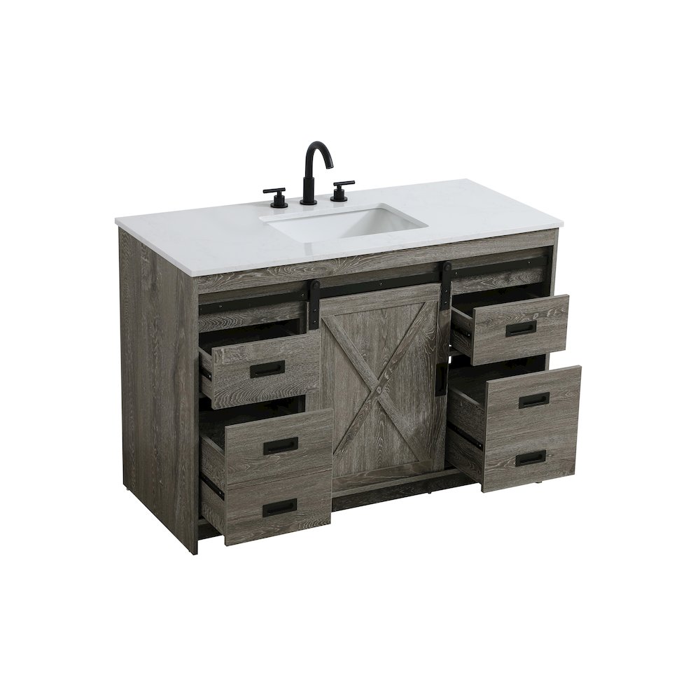 Austin 48 Inch Single Bathroom Vanity In Rustic Grey. Picture 7
