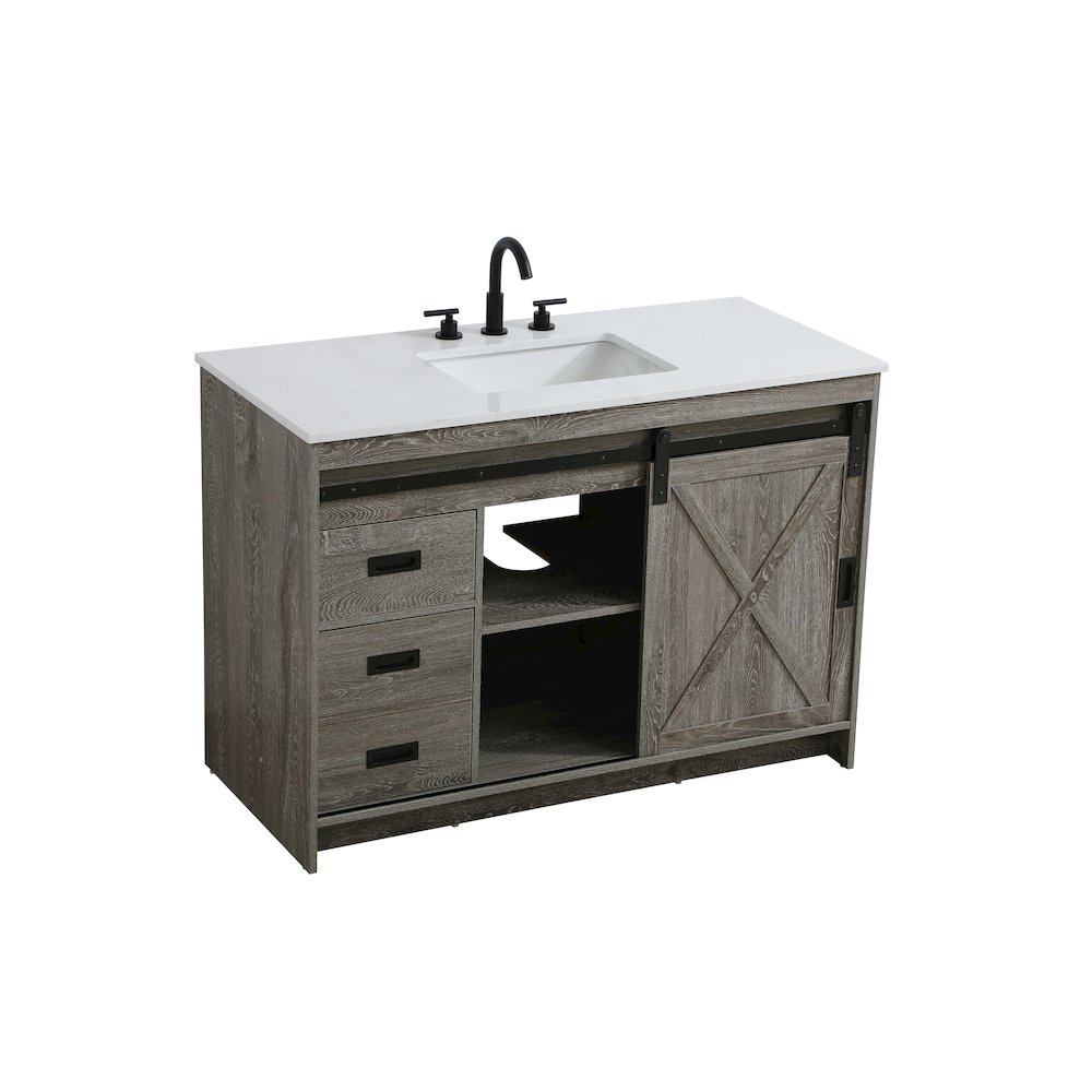 Austin 48 Inch Single Bathroom Vanity In Rustic Grey. Picture 8