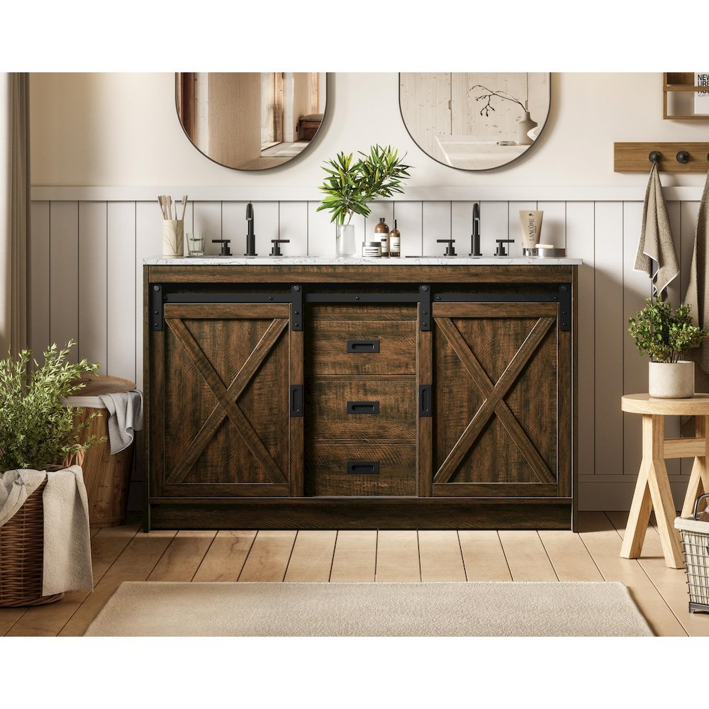 Austin 54 Inch Double Bathroom Vanity In Expresso. Picture 2