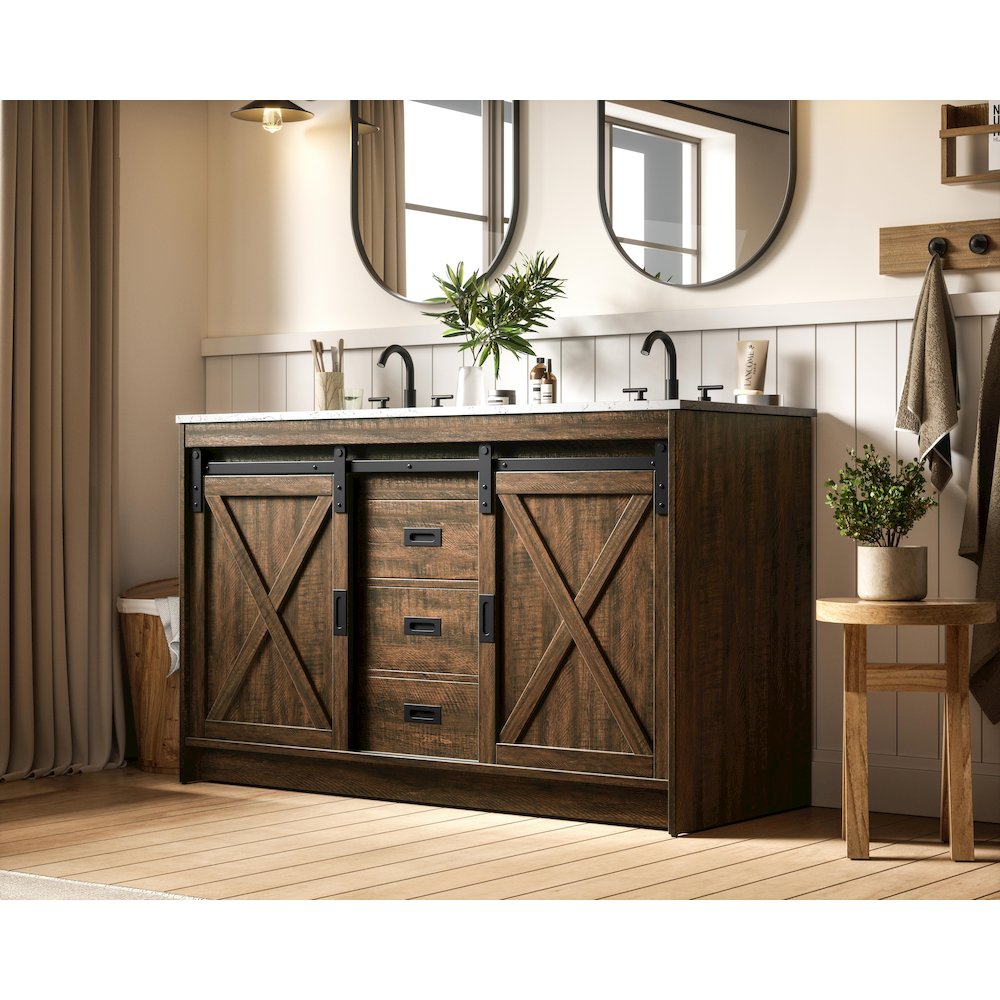 Austin 54 Inch Double Bathroom Vanity In Expresso. Picture 3