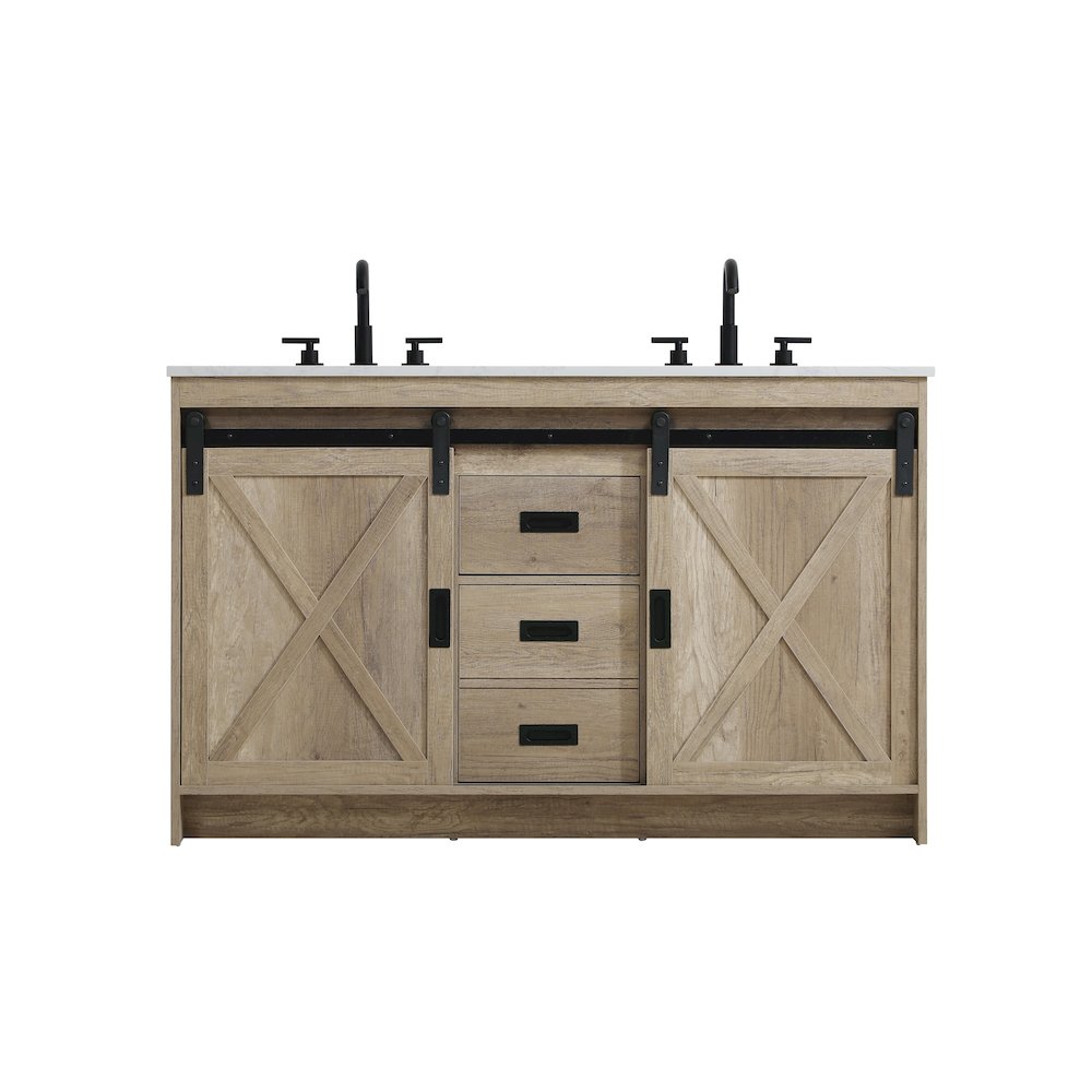 Austin 54 Inch Double Bathroom Vanity In Natural Oak. Picture 1