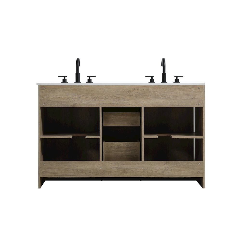 Austin 54 Inch Double Bathroom Vanity In Natural Oak. Picture 14