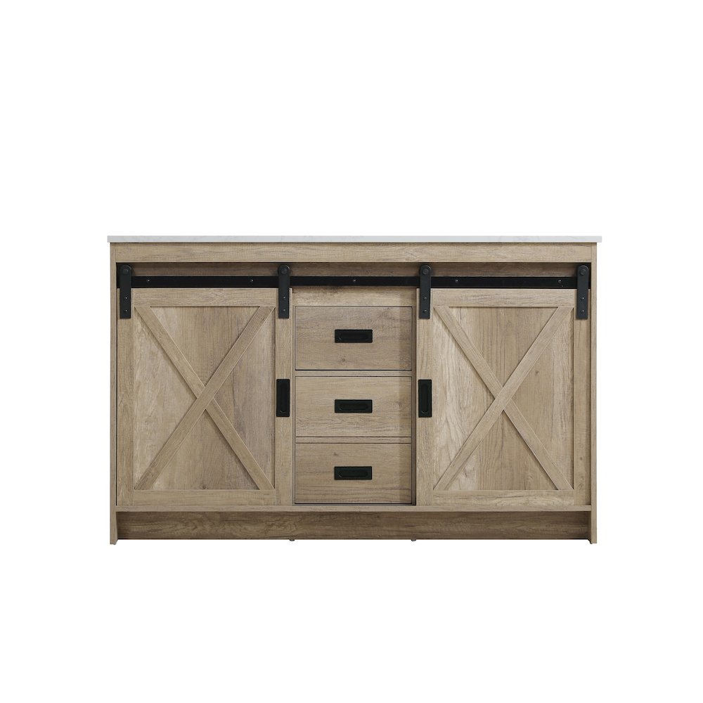 Austin 54 Inch Double Bathroom Vanity In Natural Oak. Picture 5