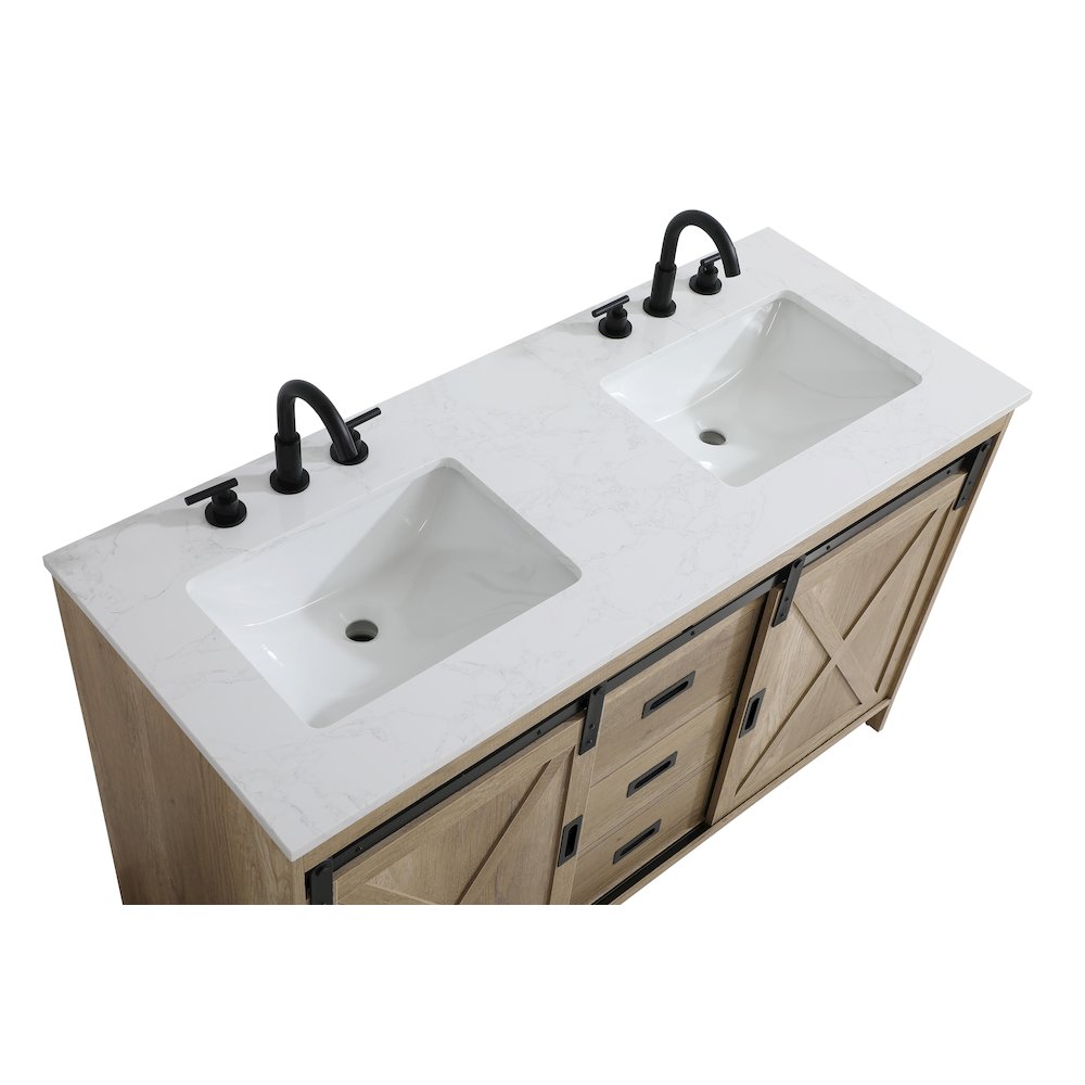Austin 54 Inch Double Bathroom Vanity In Natural Oak. Picture 9