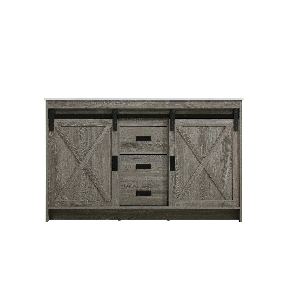 Austin 54 Inch Double Bathroom Vanity In Rustic Grey. Picture 5
