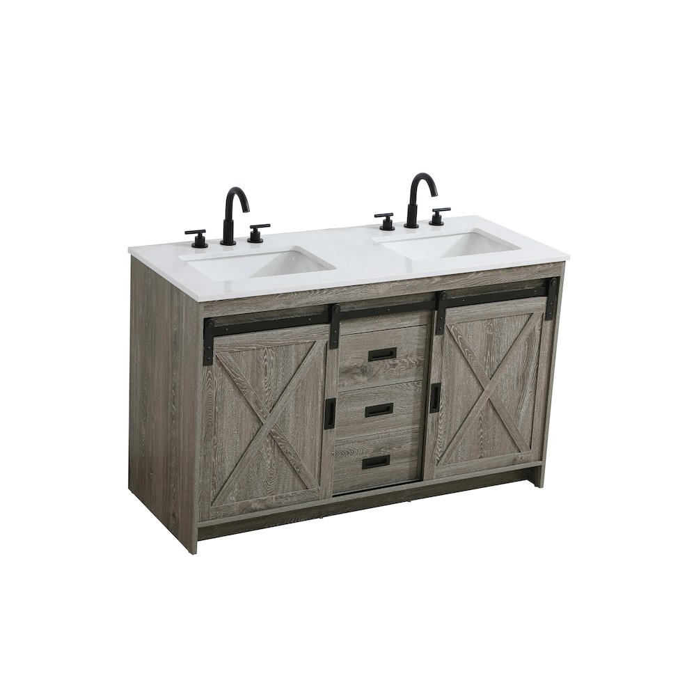 Austin 54 Inch Double Bathroom Vanity In Rustic Grey. Picture 6