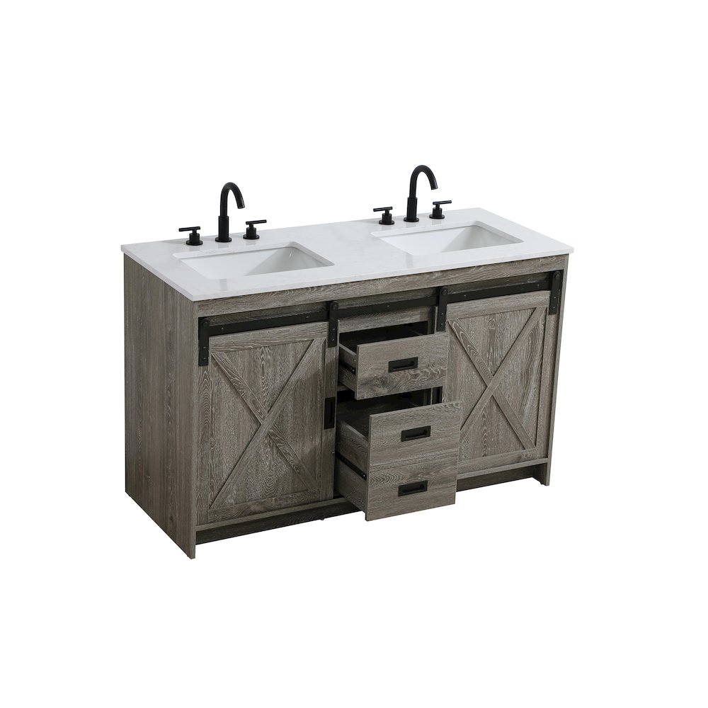 Austin 54 Inch Double Bathroom Vanity In Rustic Grey. Picture 7