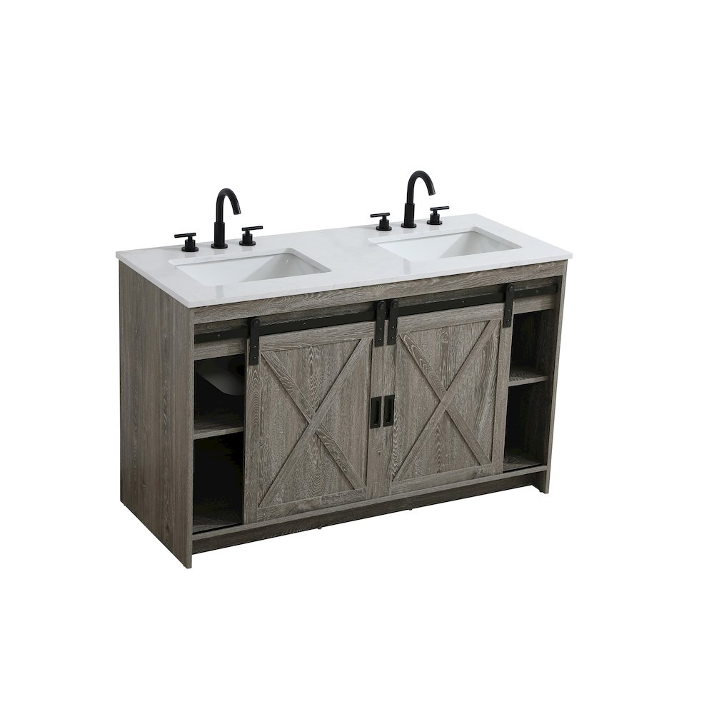 Austin 54 Inch Double Bathroom Vanity In Rustic Grey. Picture 8