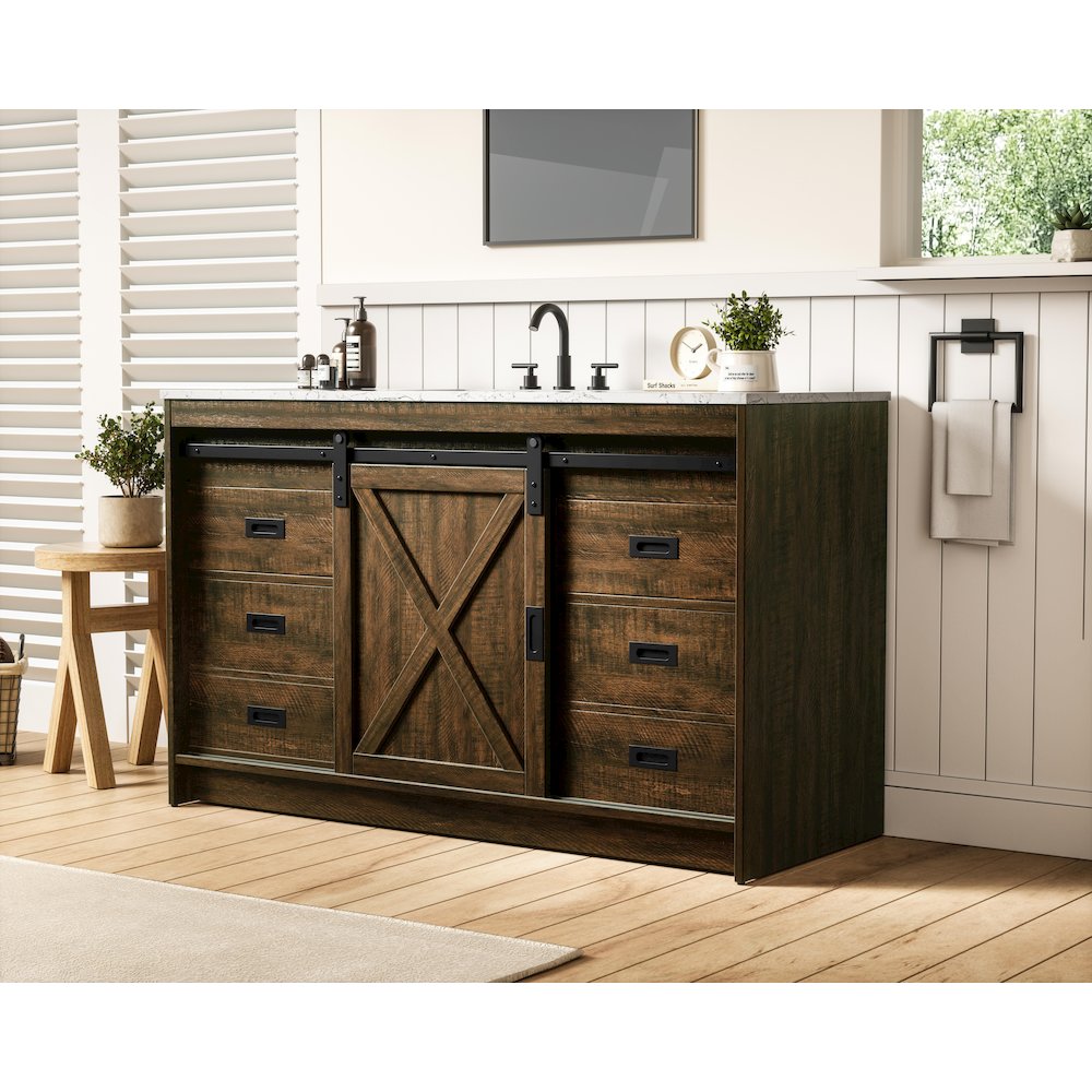 Austin 54 Inch Single Bathroom Vanity In Expresso. Picture 3