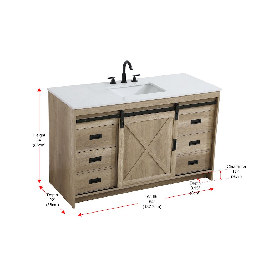 Austin 54 Inch Single Bathroom Vanity In Natural Oak. Picture 15