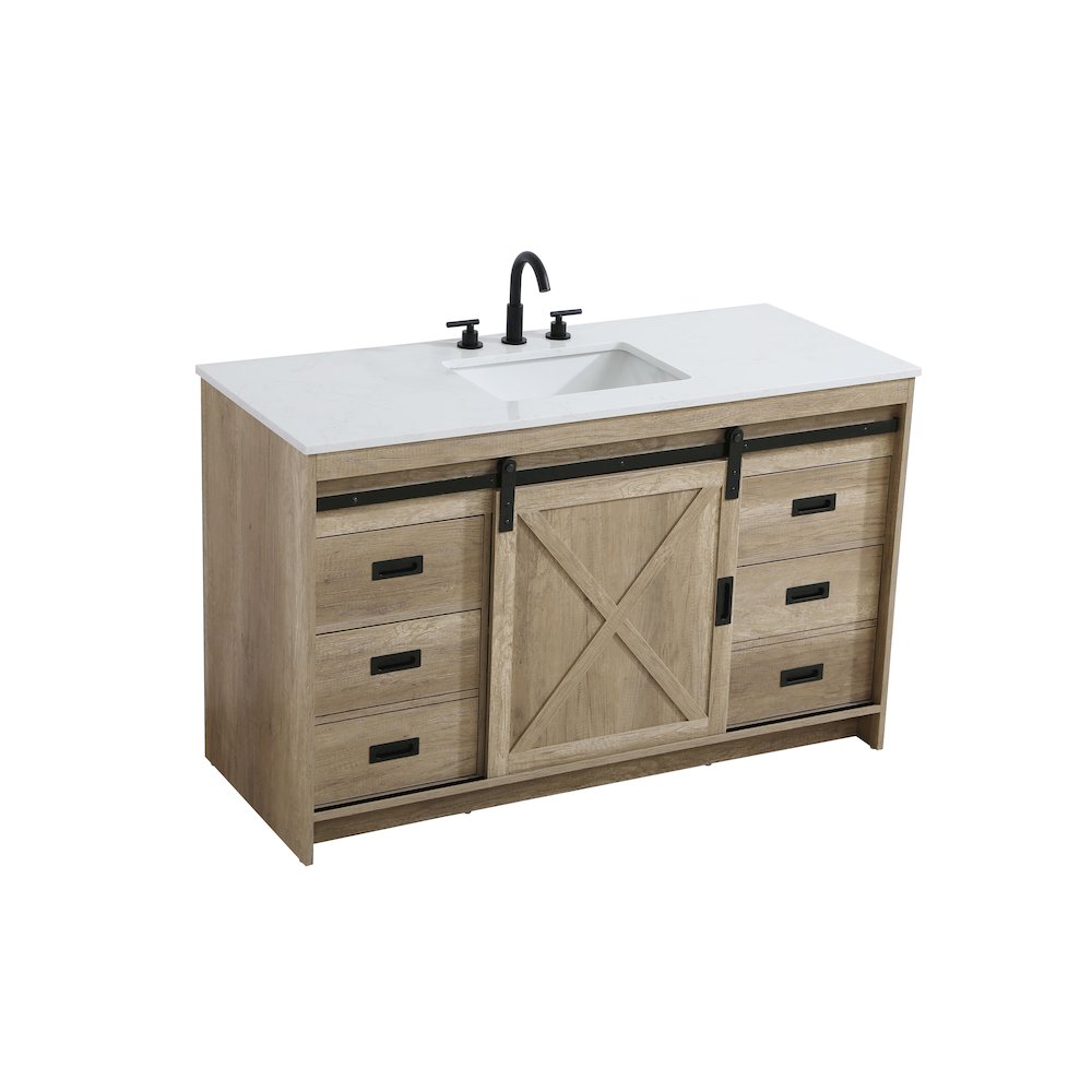 Austin 54 Inch Single Bathroom Vanity In Natural Oak. Picture 6