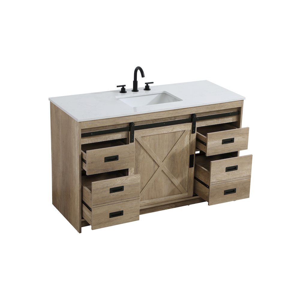 Austin 54 Inch Single Bathroom Vanity In Natural Oak. Picture 7