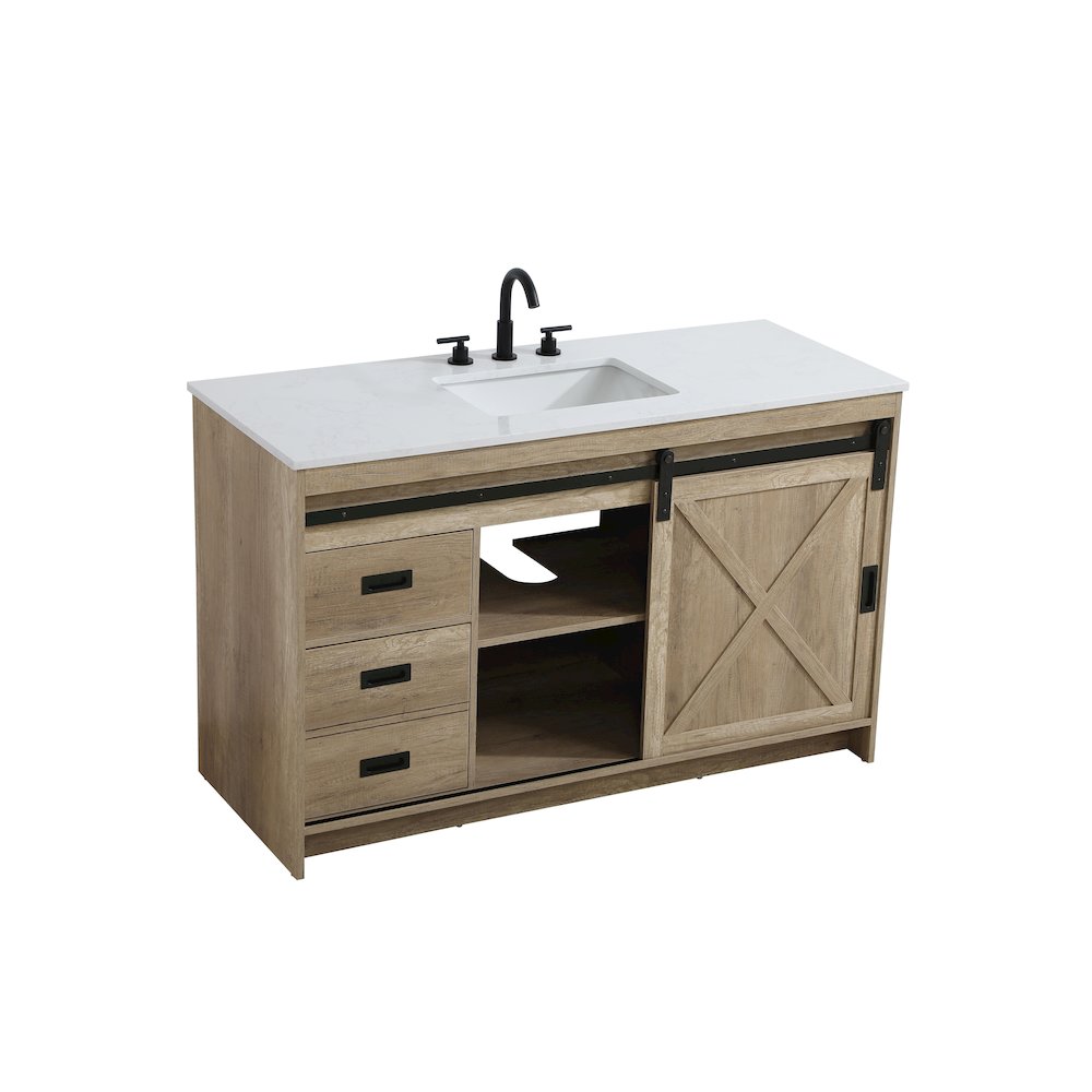 Austin 54 Inch Single Bathroom Vanity In Natural Oak. Picture 8