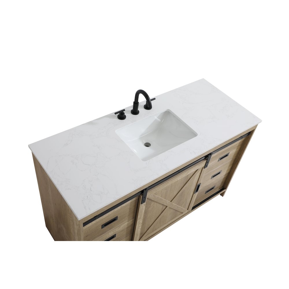 Austin 54 Inch Single Bathroom Vanity In Natural Oak. Picture 9