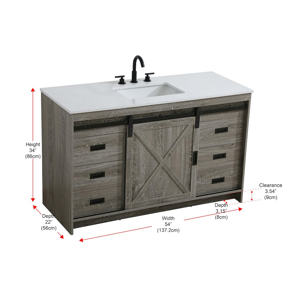 Austin 54 Inch Single Bathroom Vanity In Rustic Grey. Picture 15