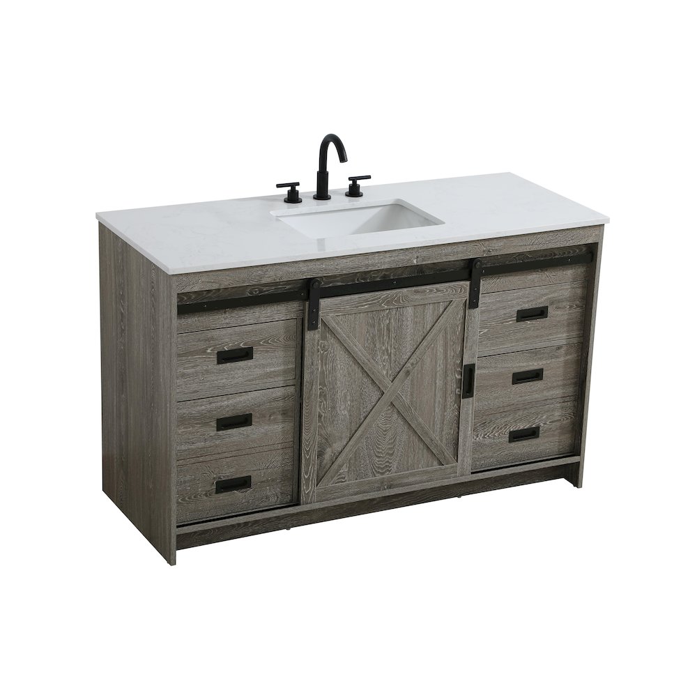 Austin 54 Inch Single Bathroom Vanity In Rustic Grey. Picture 6