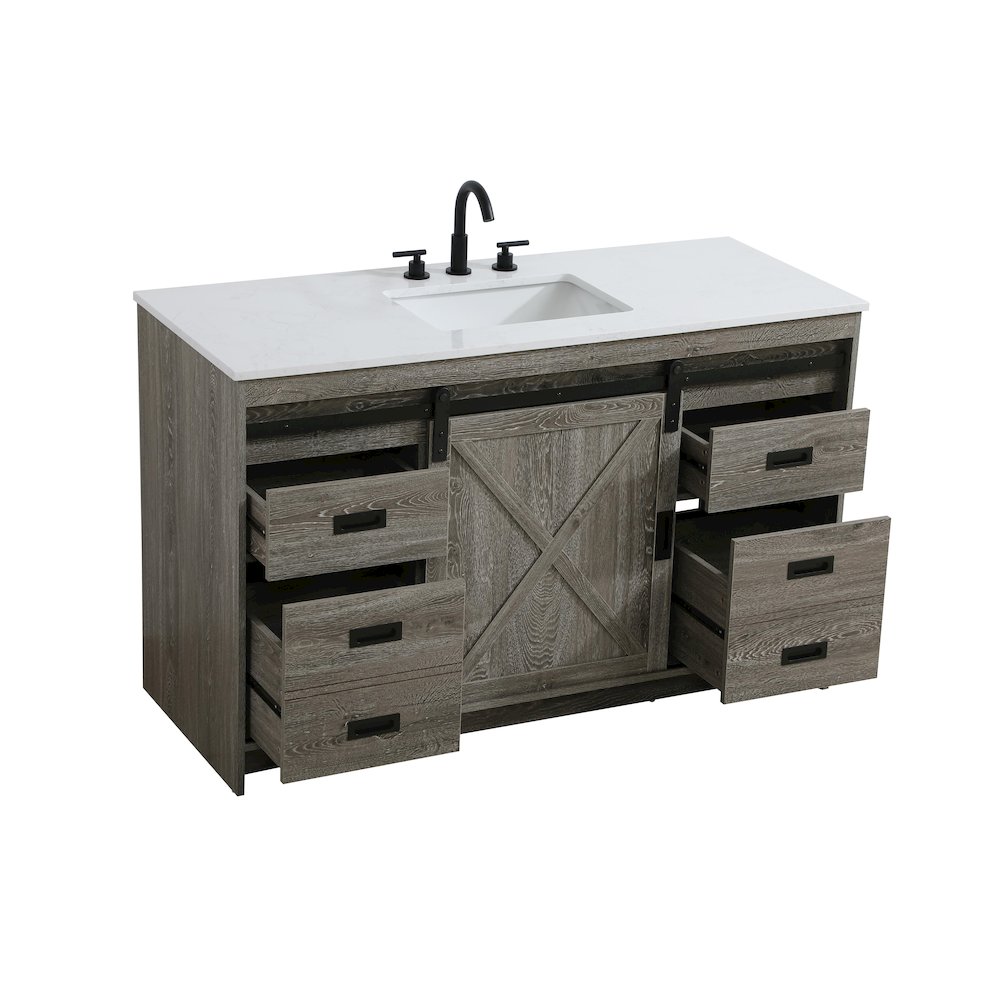 Austin 54 Inch Single Bathroom Vanity In Rustic Grey. Picture 7