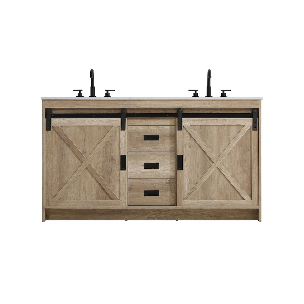 Austin 60 Inch Double Bathroom Vanity In Natural Oak. Picture 1