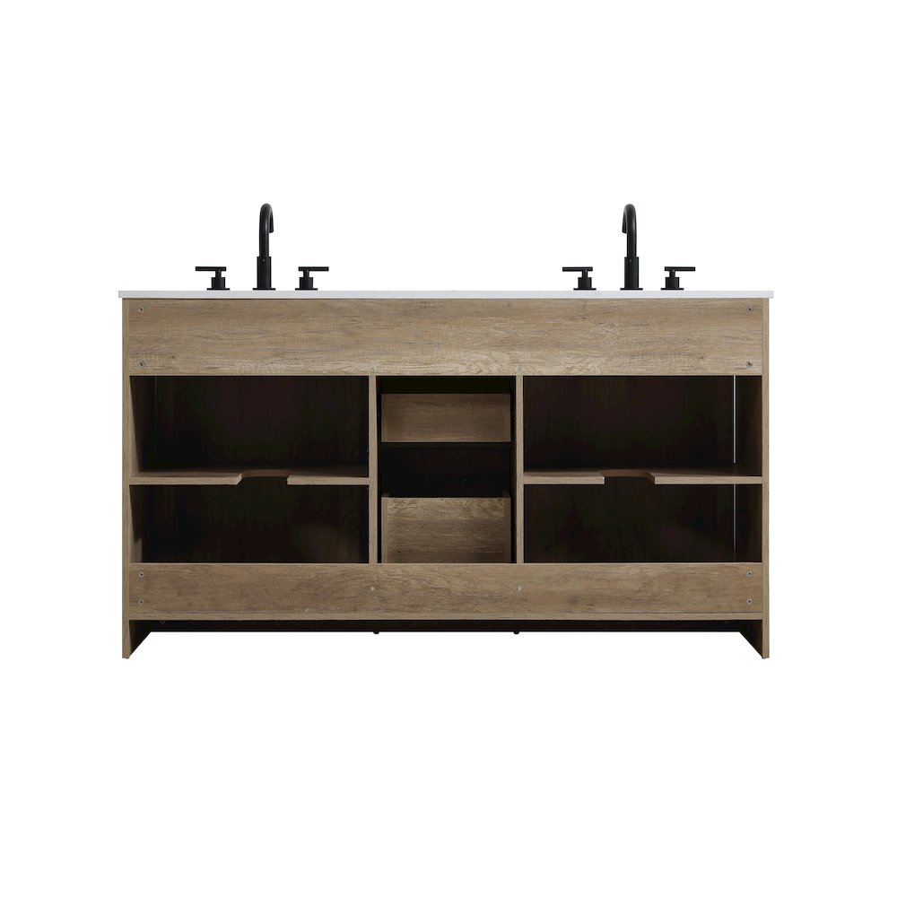 Austin 60 Inch Double Bathroom Vanity In Natural Oak. Picture 14