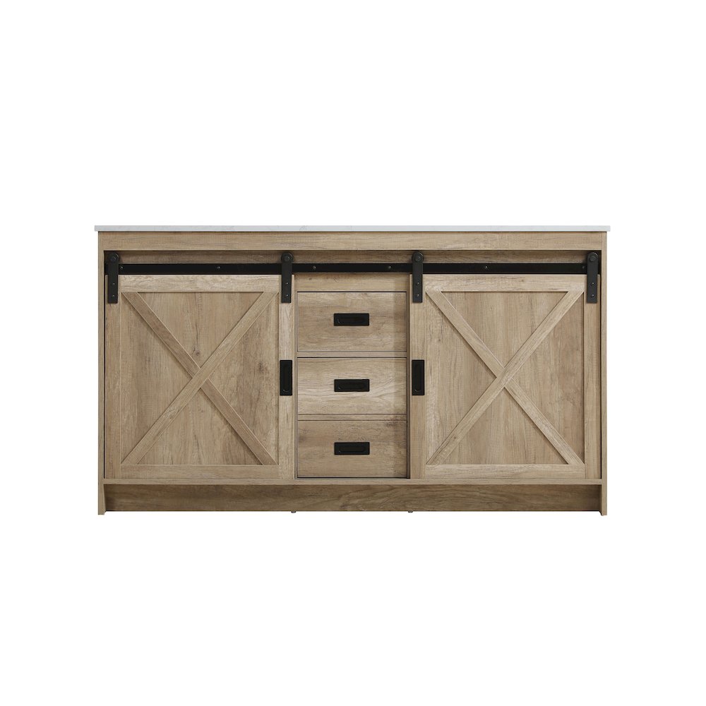 Austin 60 Inch Double Bathroom Vanity In Natural Oak. Picture 5