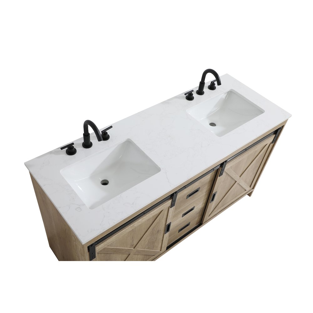 Austin 60 Inch Double Bathroom Vanity In Natural Oak. Picture 9