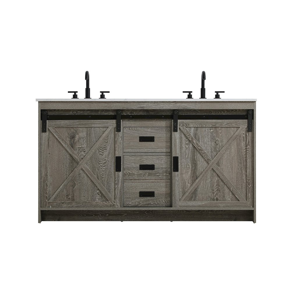 Austin 60 Inch Double Bathroom Vanity In Rustic Grey. Picture 1
