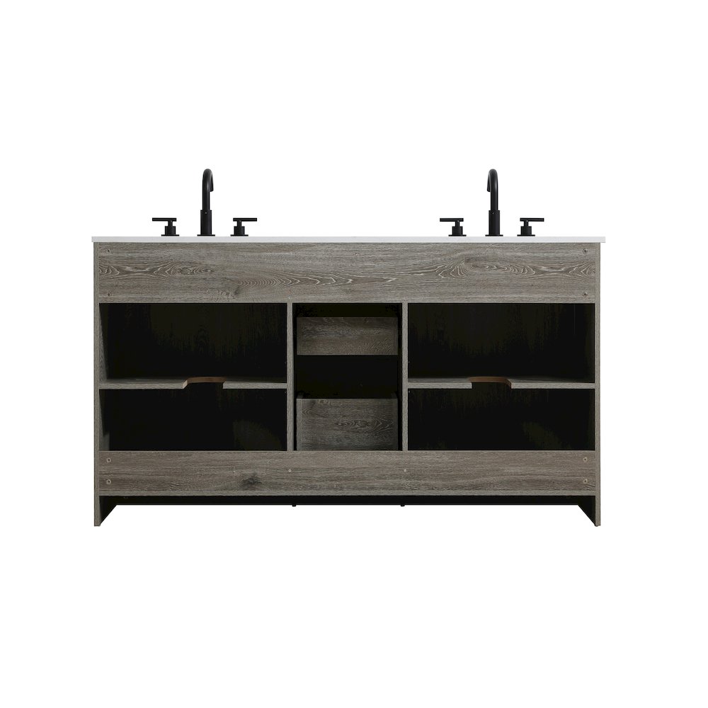Austin 60 Inch Double Bathroom Vanity In Rustic Grey. Picture 14