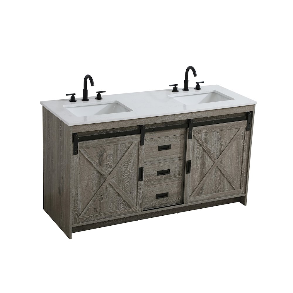 Austin 60 Inch Double Bathroom Vanity In Rustic Grey. Picture 6
