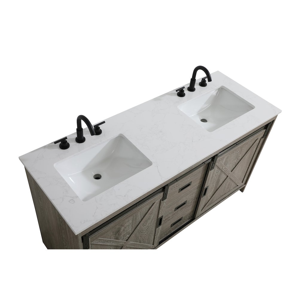 Austin 60 Inch Double Bathroom Vanity In Rustic Grey. Picture 9