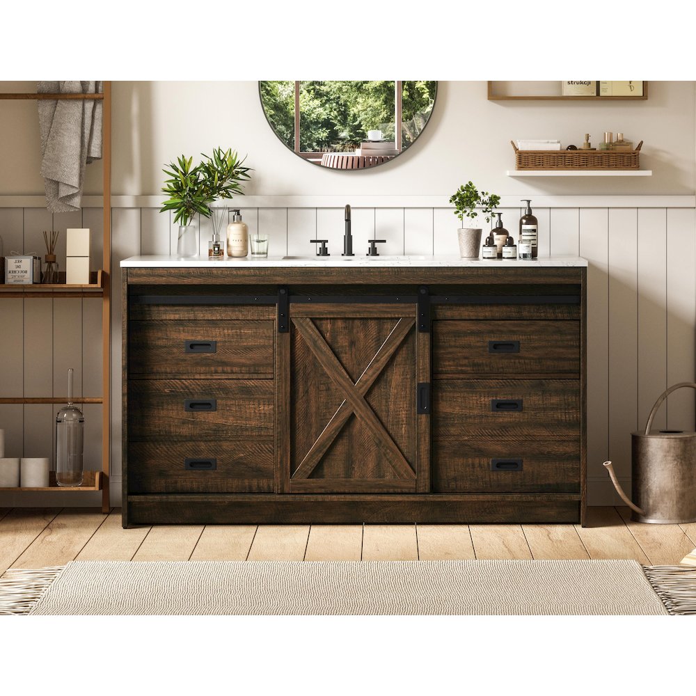 Austin 60 Inch Single Bathroom Vanity In Expresso. Picture 2