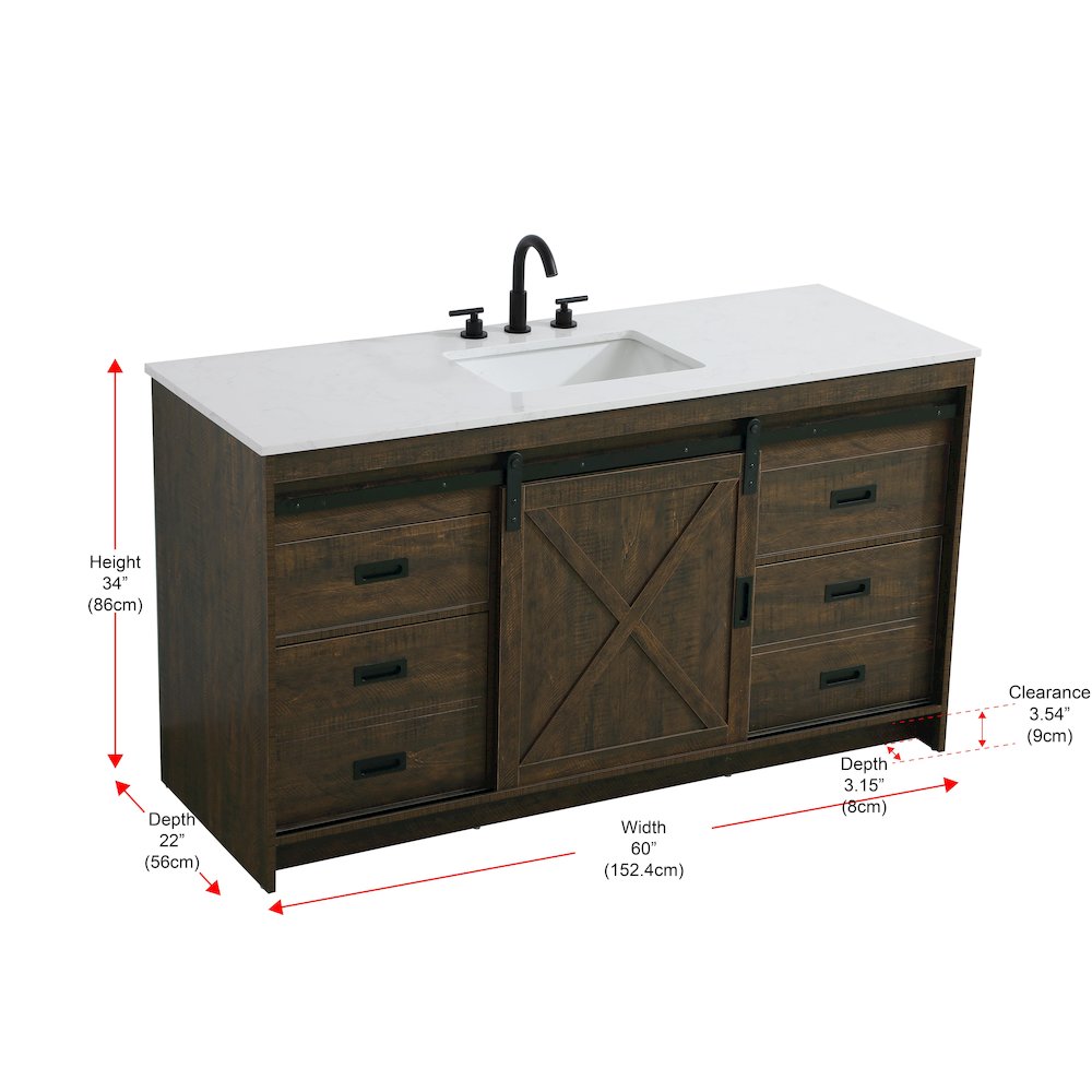 Austin 60 Inch Single Bathroom Vanity In Expresso. Picture 15