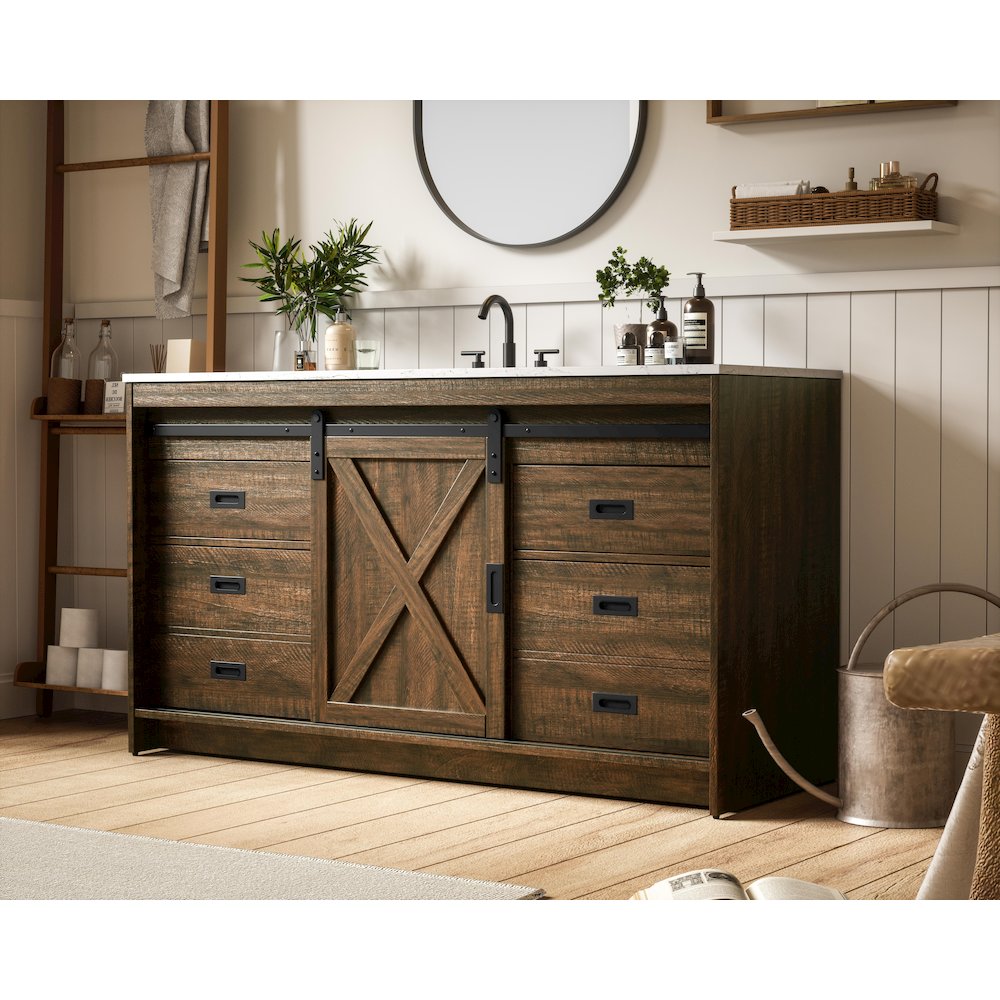 Austin 60 Inch Single Bathroom Vanity In Expresso. Picture 3