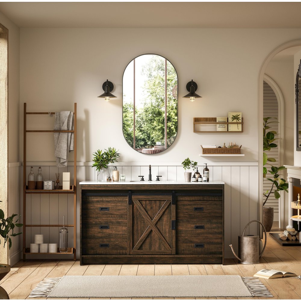 Austin 60 Inch Single Bathroom Vanity In Expresso. Picture 4