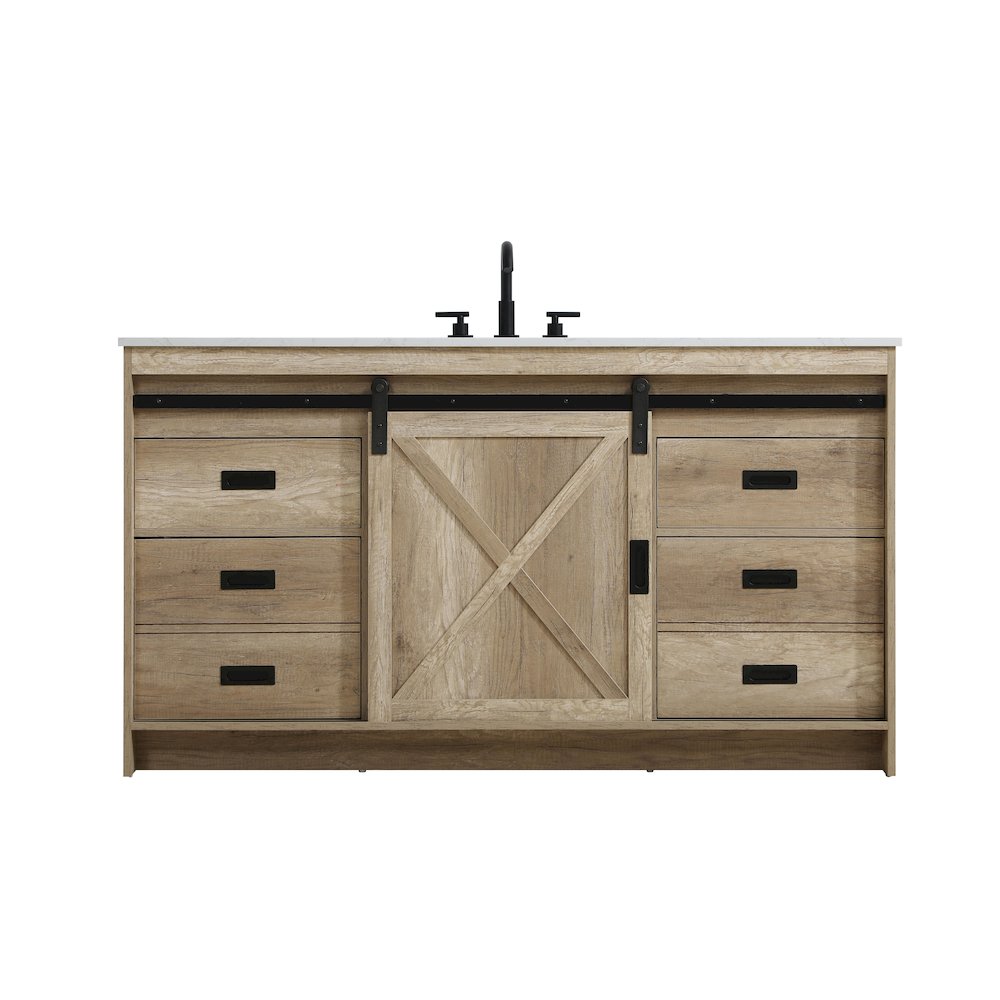 Austin 60 Inch Single Bathroom Vanity In Natural Oak. Picture 1