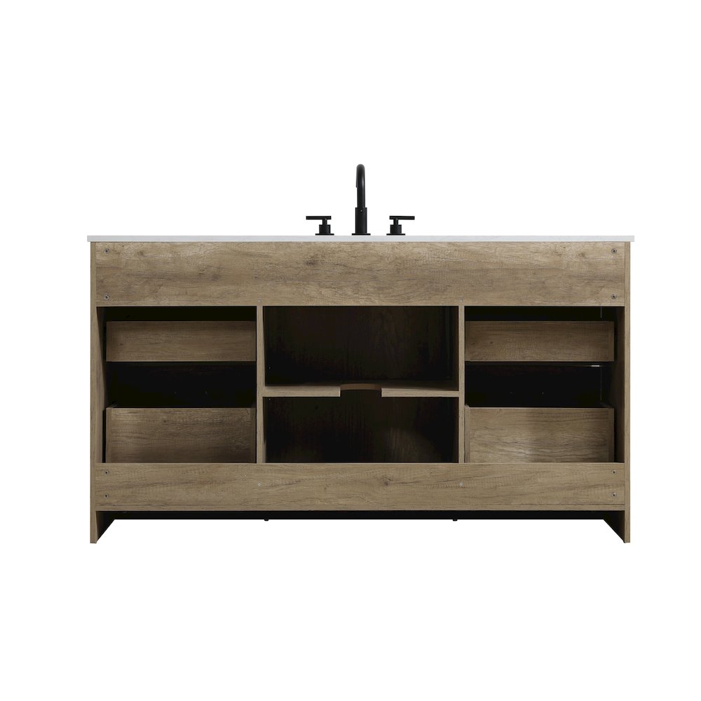 Austin 60 Inch Single Bathroom Vanity In Natural Oak. Picture 14