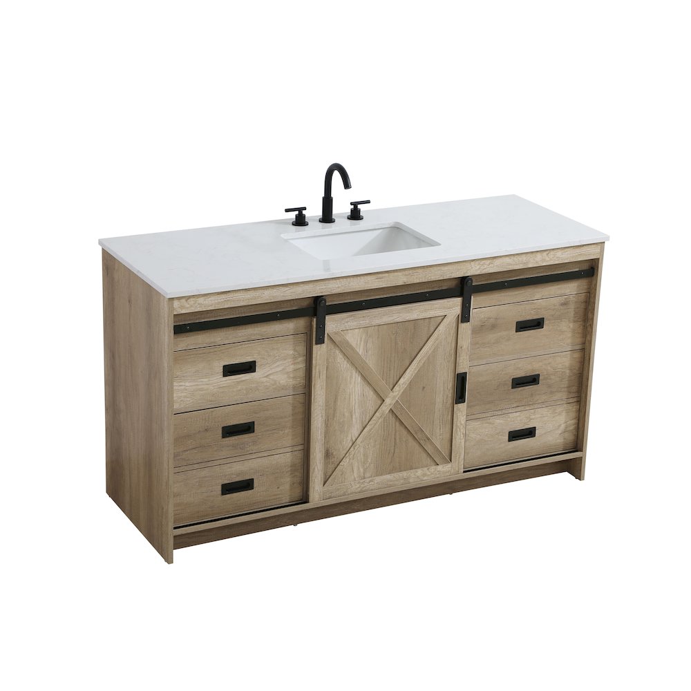 Austin 60 Inch Single Bathroom Vanity In Natural Oak. Picture 6