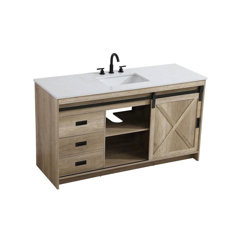 Austin 60 Inch Single Bathroom Vanity In Natural Oak. Picture 8