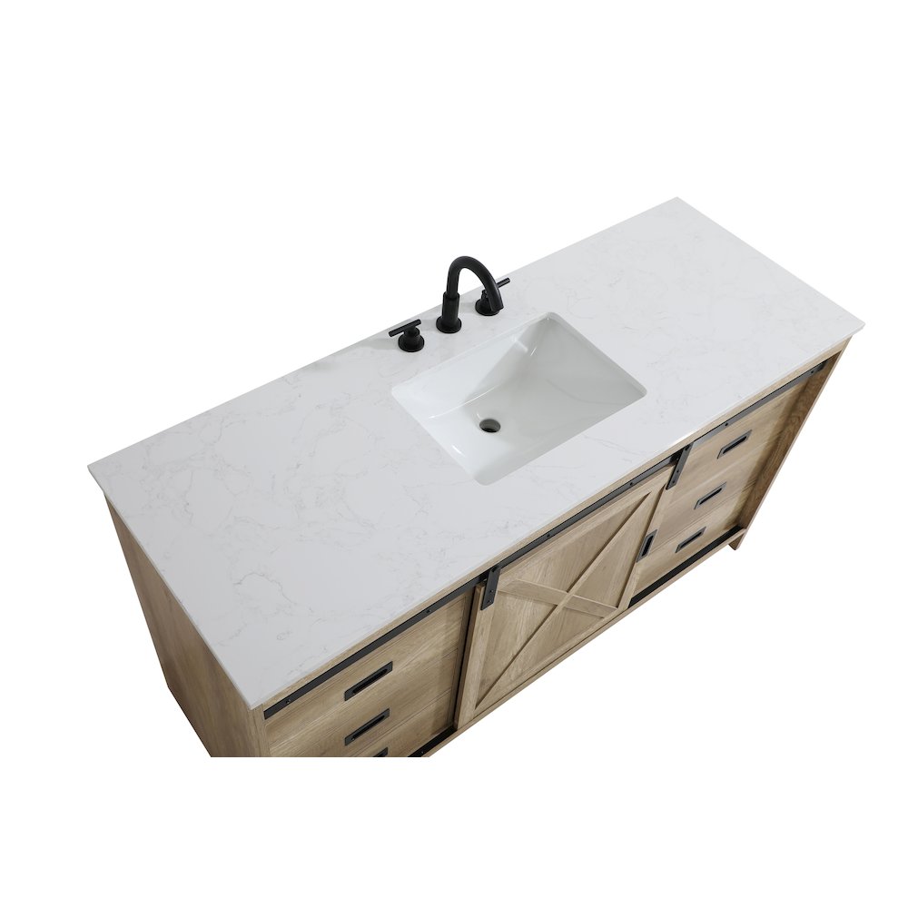 Austin 60 Inch Single Bathroom Vanity In Natural Oak. Picture 9