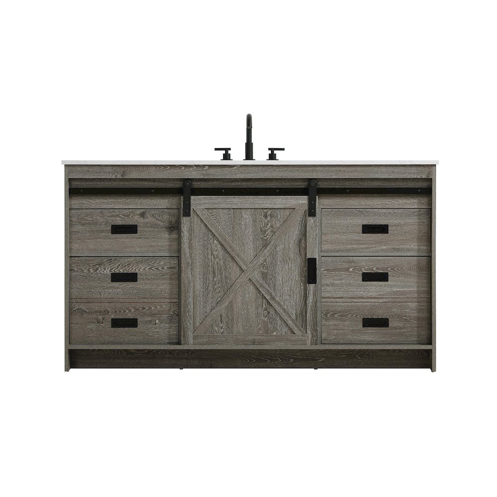 Austin 60 Inch Single Bathroom Vanity In Rustic Grey. Picture 1