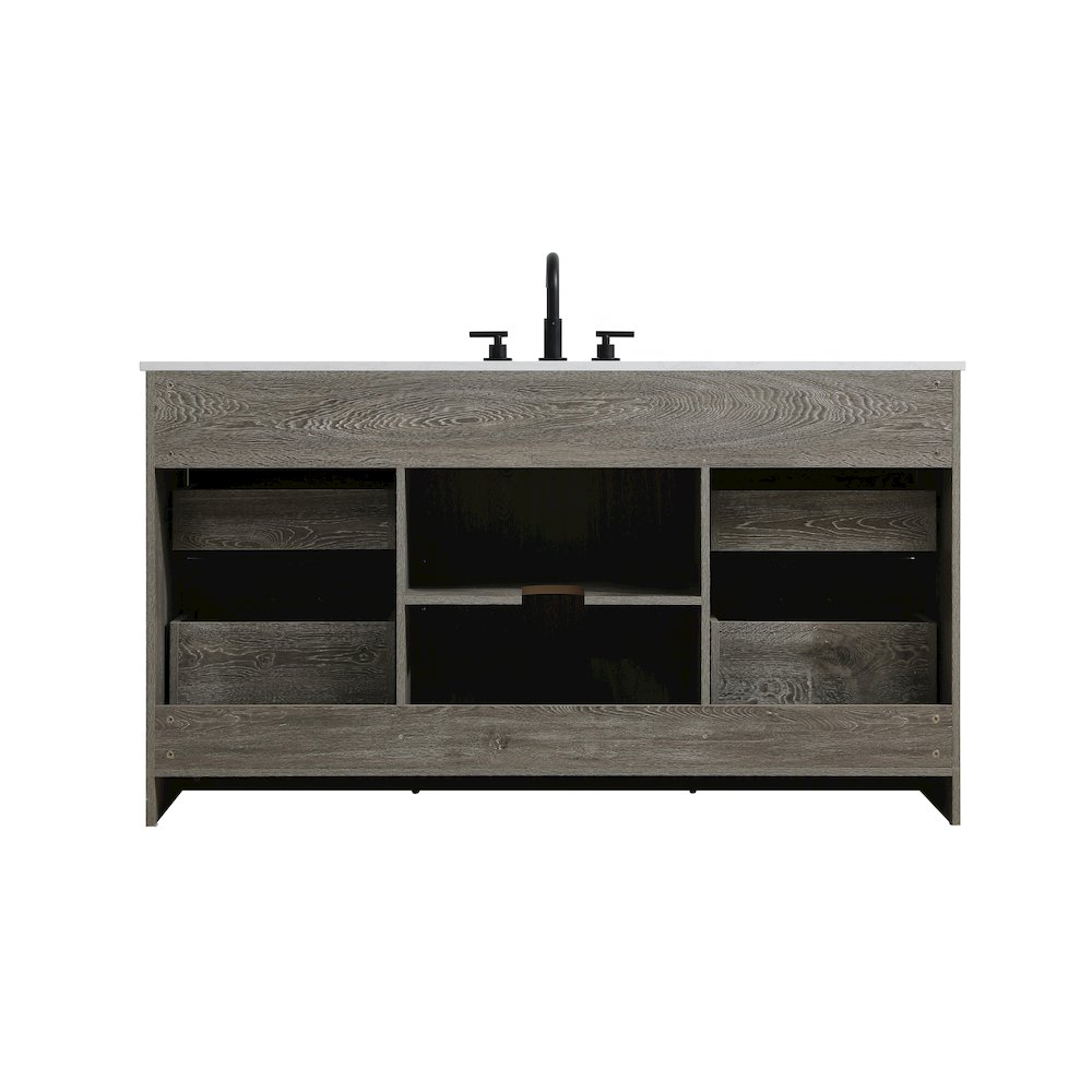 Austin 60 Inch Single Bathroom Vanity In Rustic Grey. Picture 14