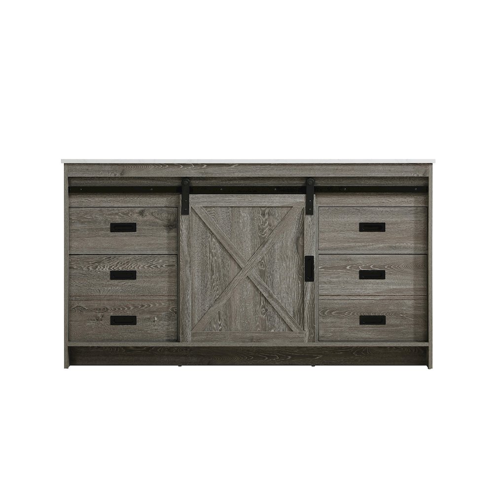 Austin 60 Inch Single Bathroom Vanity In Rustic Grey. Picture 5