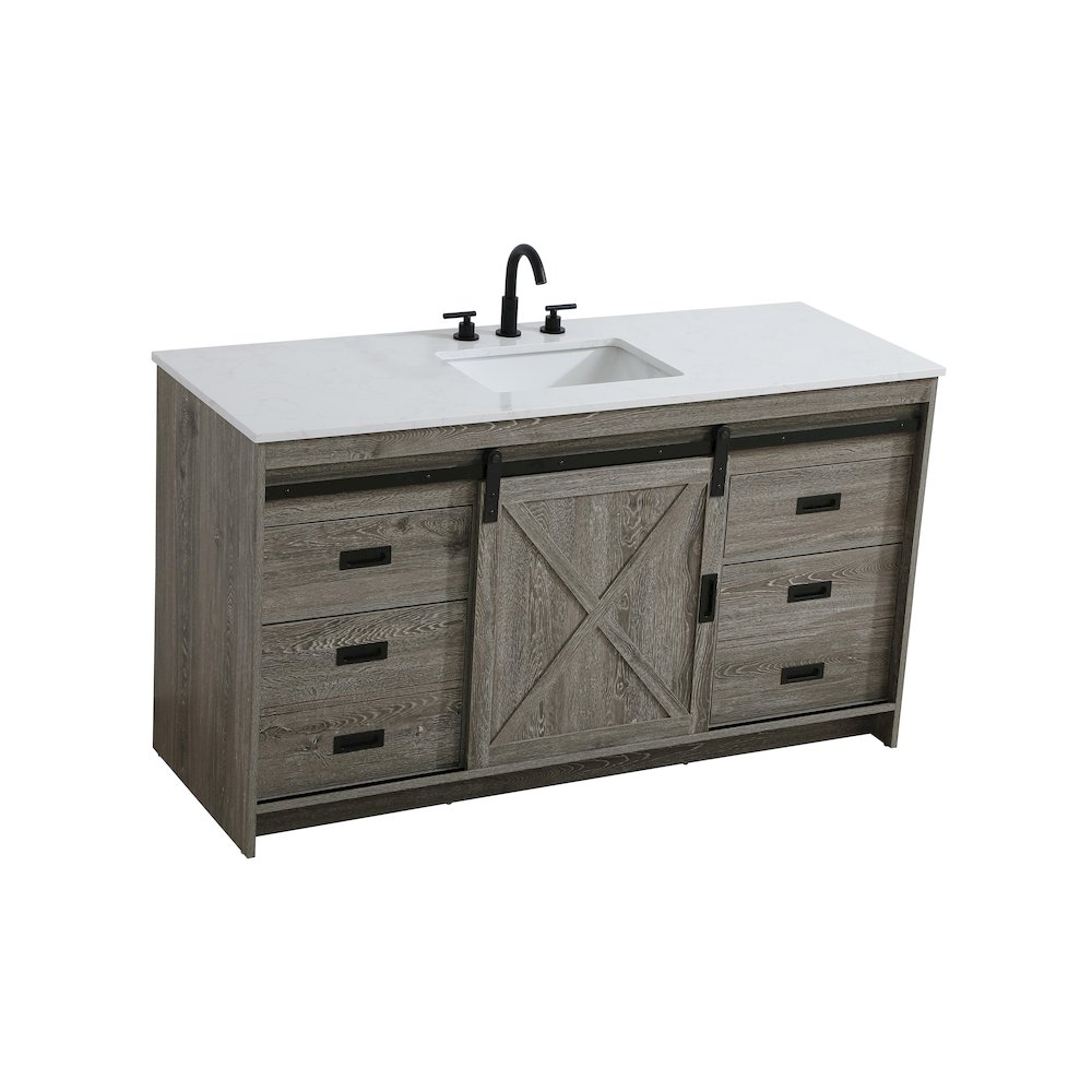 Austin 60 Inch Single Bathroom Vanity In Rustic Grey. Picture 6