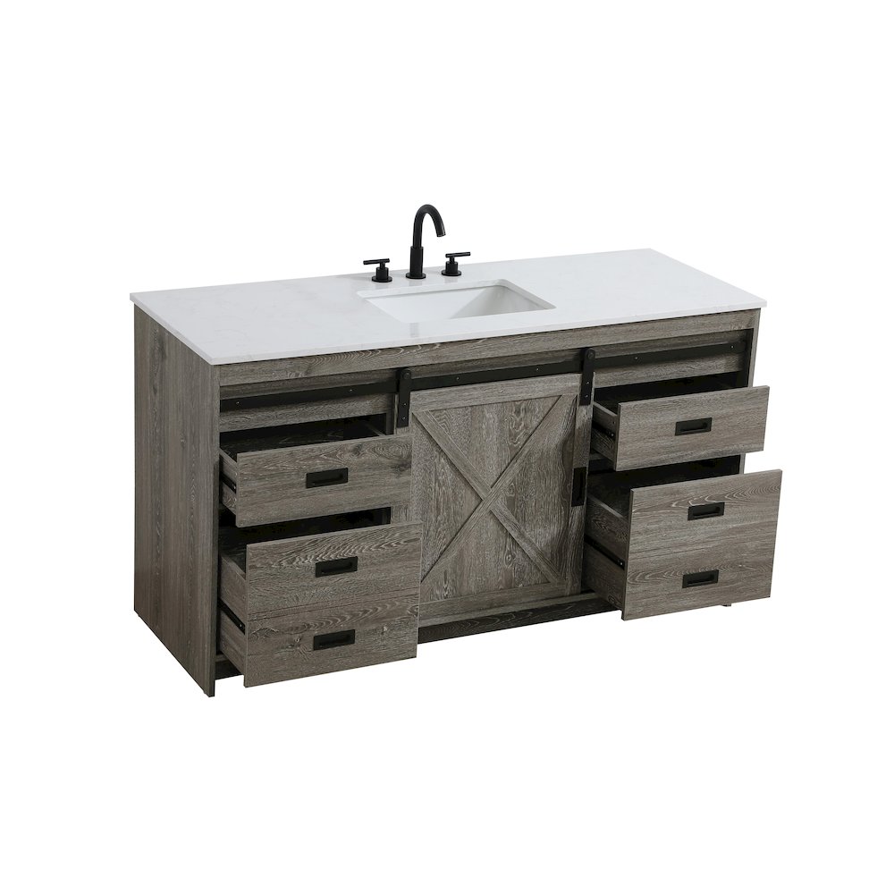 Austin 60 Inch Single Bathroom Vanity In Rustic Grey. Picture 7